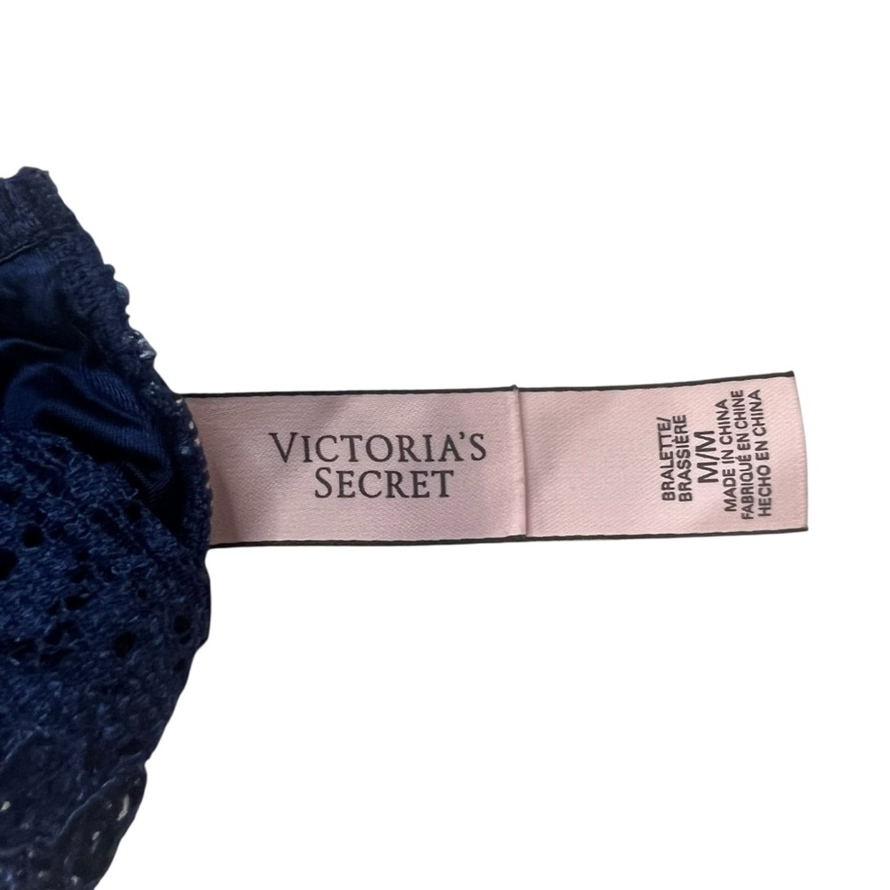Victoria's Secret Body By Victoria Lace Bralette Size Medium Floral Navy Blue - Picture 4 of 5